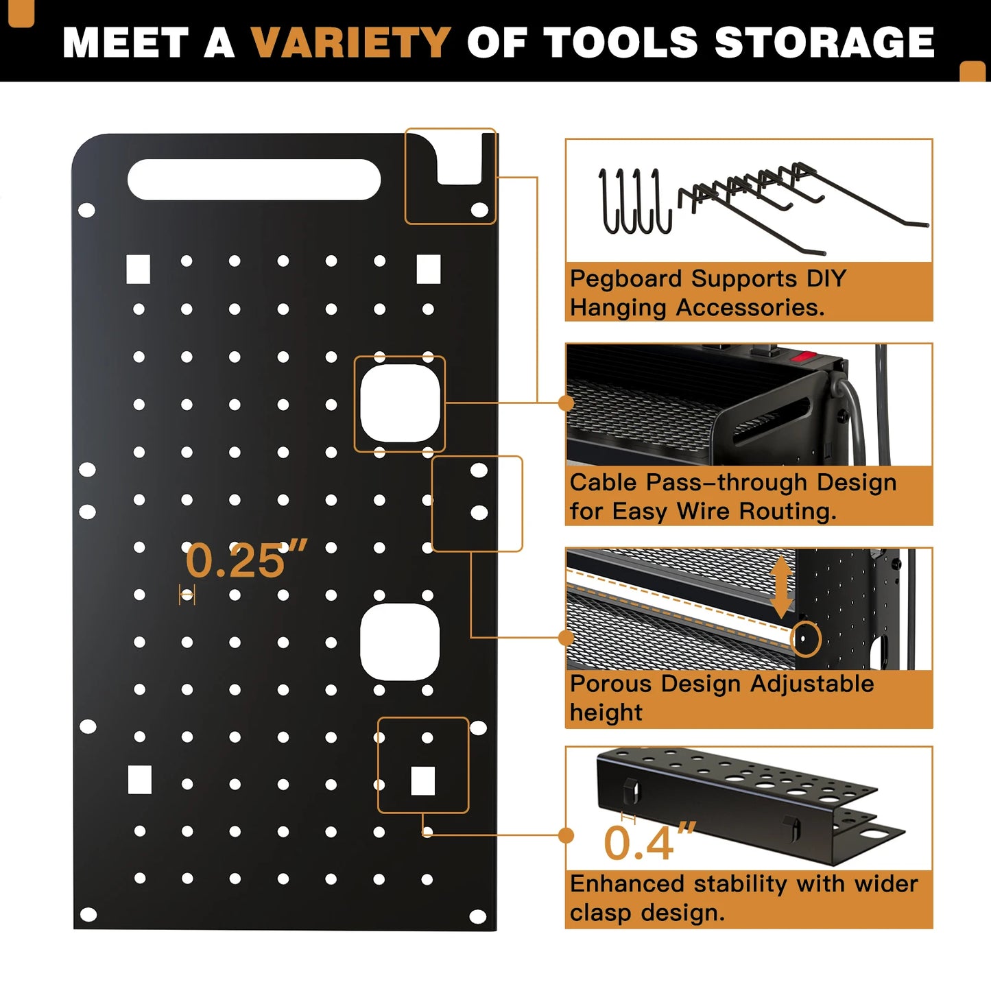 Power Tool Organizer For 8 Drills, Wall Mount Tool Holder/Charging Station