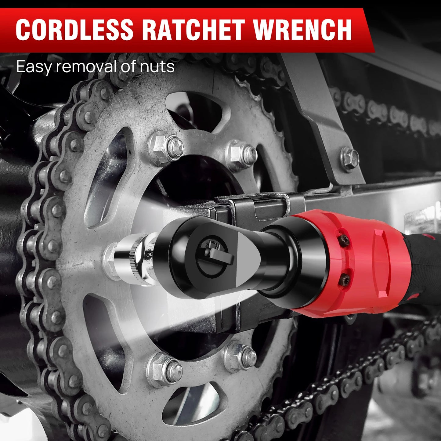 DayPlus 3/8" Electric Ratchet Wrench,90° Angle Wrench 12V w/ 2 Batteries & Charger+7 Sockets