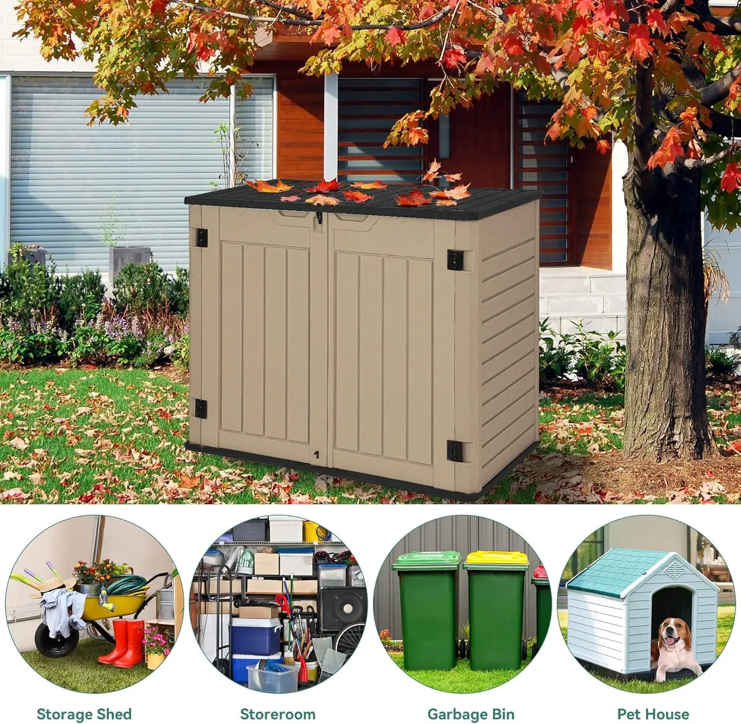 Outdoor Storage Shed 35 Cu Ft Lockable Waterproof Shed, Easy to Assemble