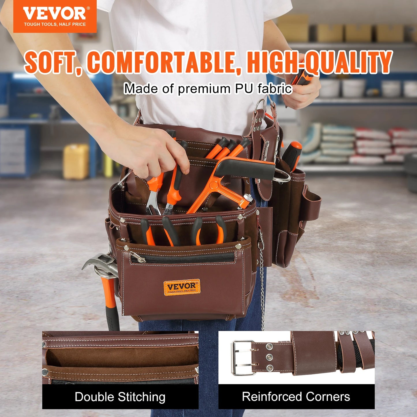 VEVOR 22 Pockets Tool Belt for Electrician Carpenter Handyman Woodworker