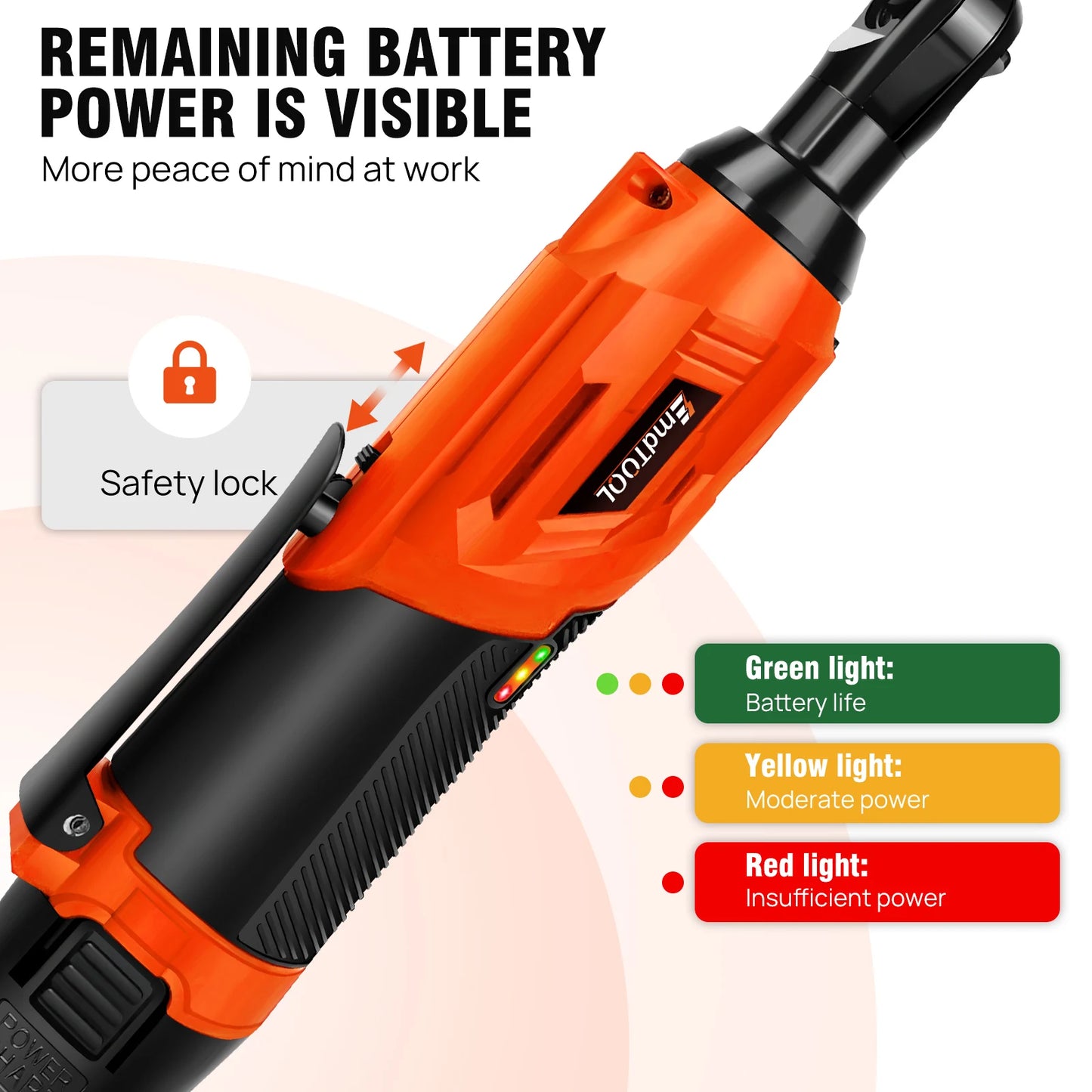 DayPlus 3/8" Electric Ratchet Wrench,90° Angle Wrench 12V w/ 2 Batteries & Charger+7 Sockets