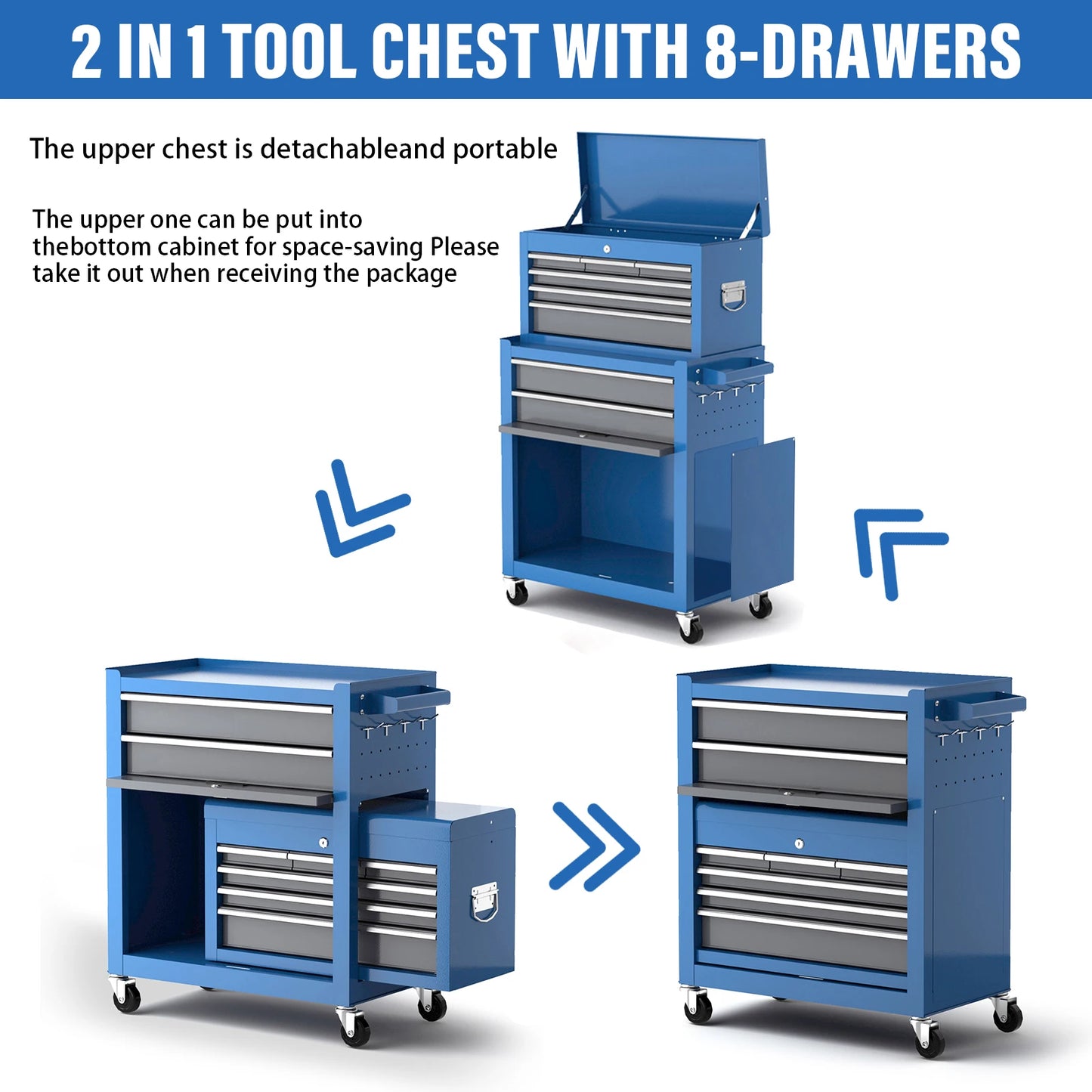 AIRAJ Tool Chest,8-Drawers Rolling Tool Chest